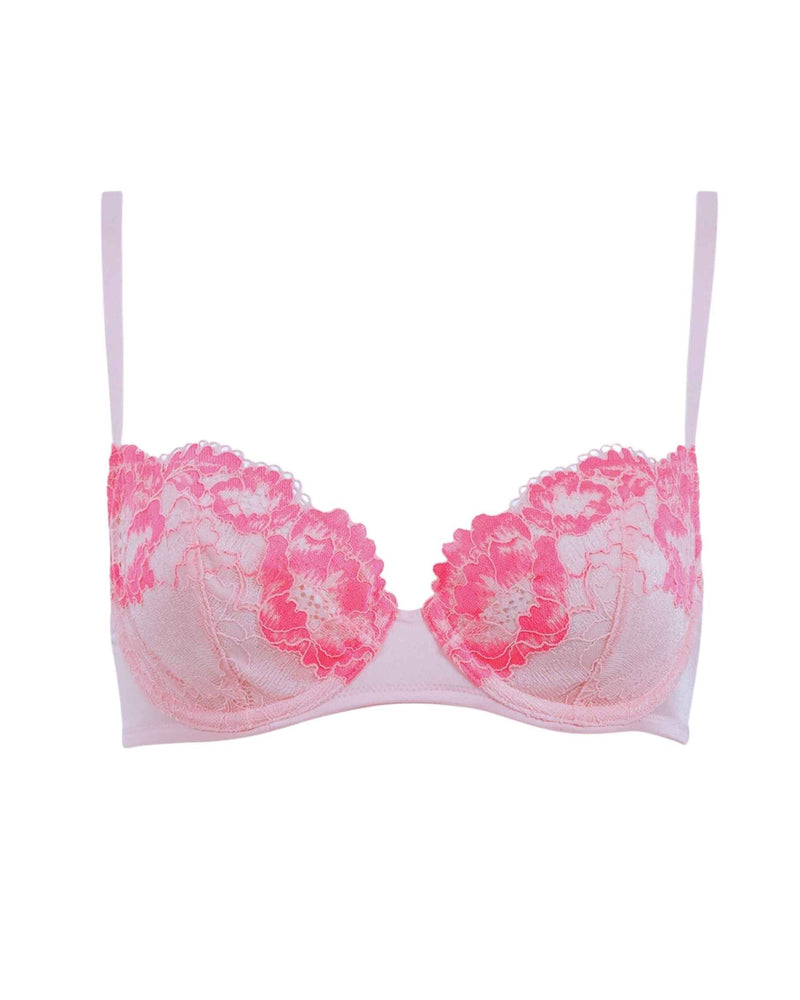 Love, Vera Mesh & Floral Lace Thong Whisper Pink