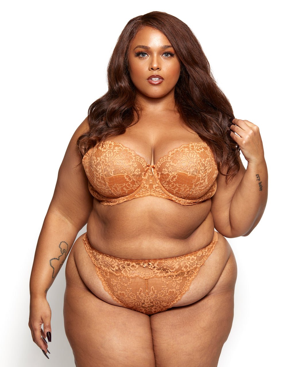 nude floral lace bra and panty set curvy