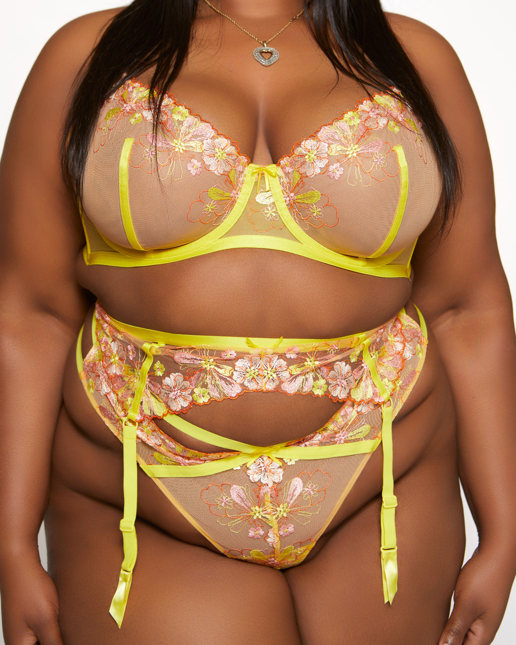 lemon yellow embroidered floral unlined balconette bra curvy